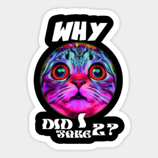 Why did I take two? Bad life decision cat at it again Sticker
